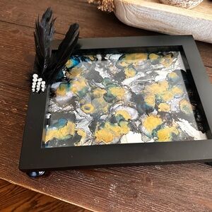 Hand Crafted Black and Gold Decorative vanity accent Tray